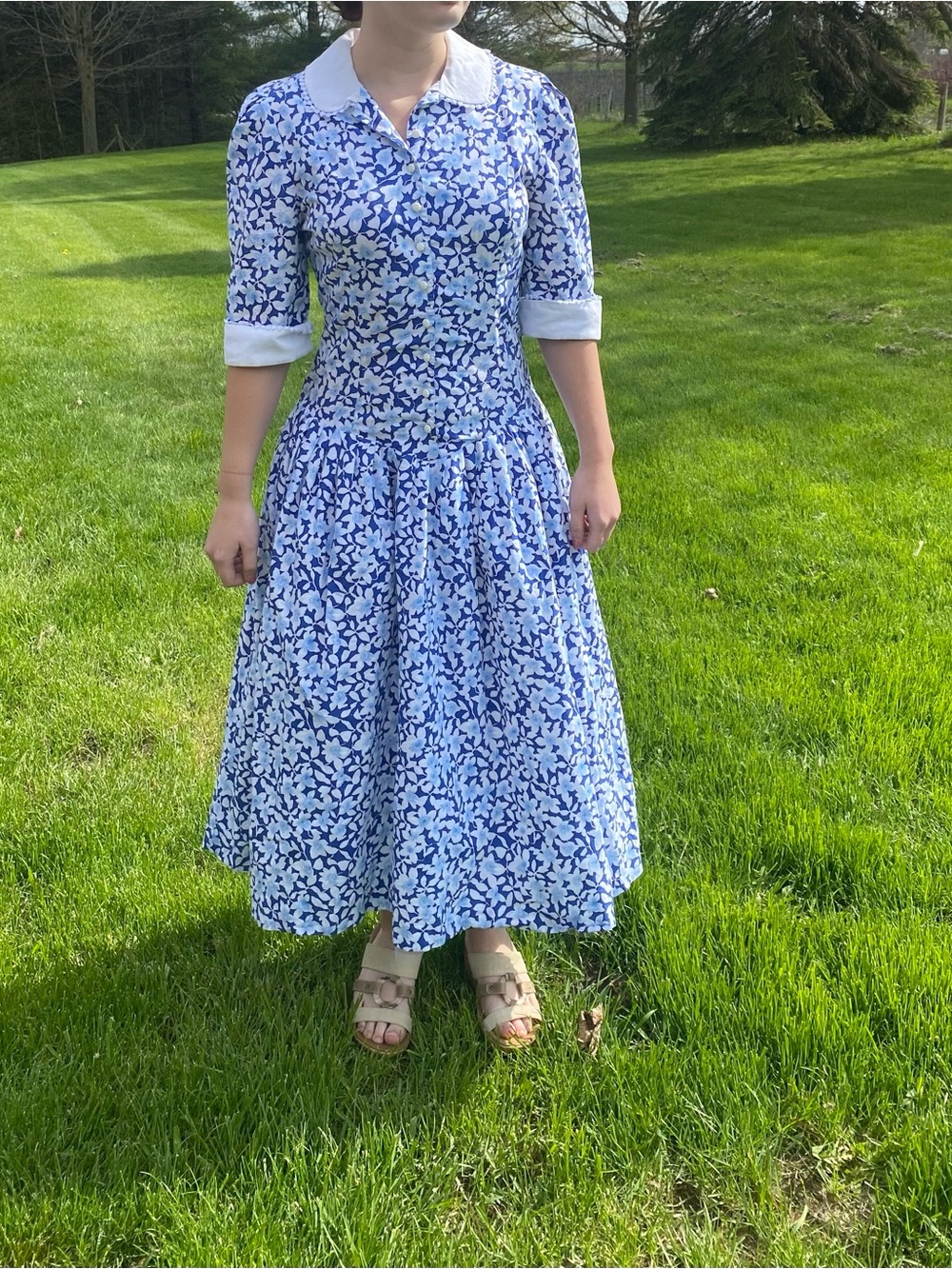 Pat McDonaugh 70’s Vintage Size 6 Designer Floral Prairie Tea Maxi Dress in EUC